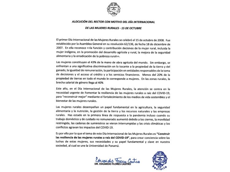 Alocución del Rector 