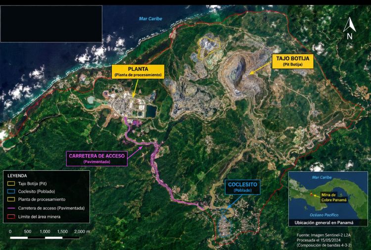 Mapa de mina de cobre panama